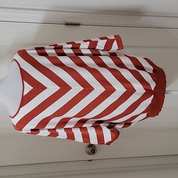 89th & Madison Size 2X Burnt Orange & White V-Stripe Dolman Sleeve Sweater, NEW - Picture 5 of 13